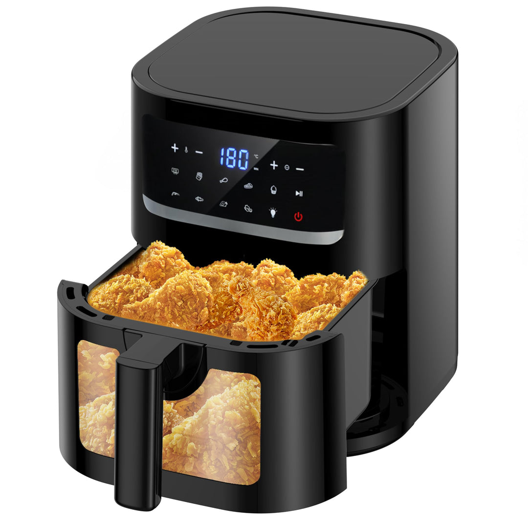 7L Heissluftfritteuse mit Sichtfenster | Airfryer Klein Eingebaute Beleuchtung, 9-in-1 Kochprogramme