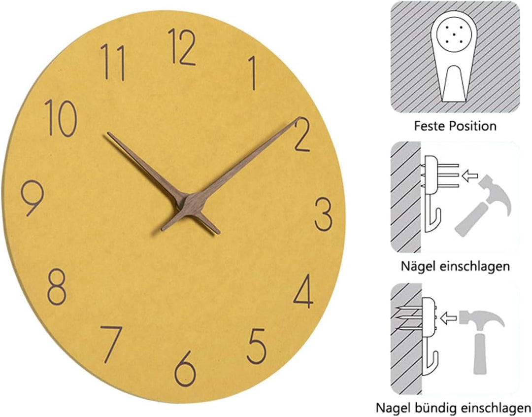 MDF Holz Wanduhr Ohne TickgeräUsche Lautlos Modern Quarz Gross Batterie Betriebene Wanduhr Einfach z
