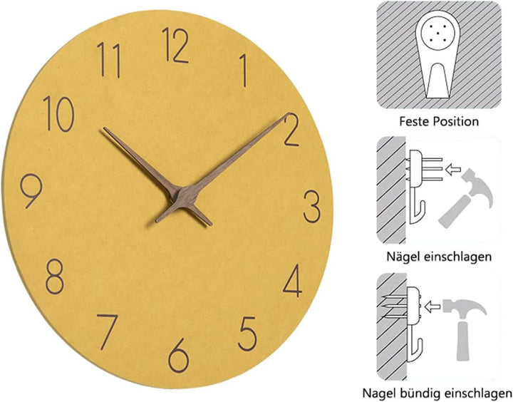 MDF Holz Wanduhr Ohne TickgeräUsche Lautlos Modern Quarz Gross Batterie Betriebene Wanduhr Einfach z