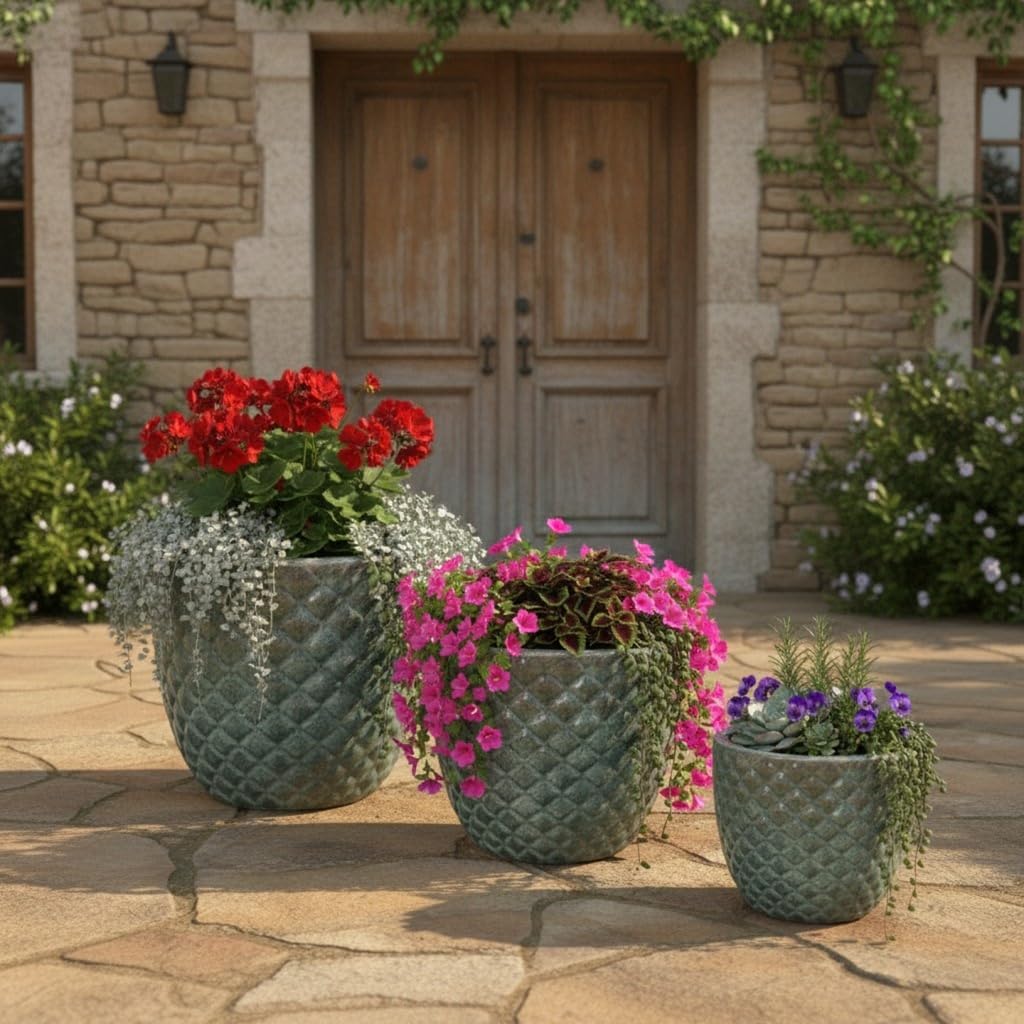 Teramico Frostfester Pflanzkübel aus Premium-Steinzeug | Glasierter Keramik-Pflanztopf in einzigarti