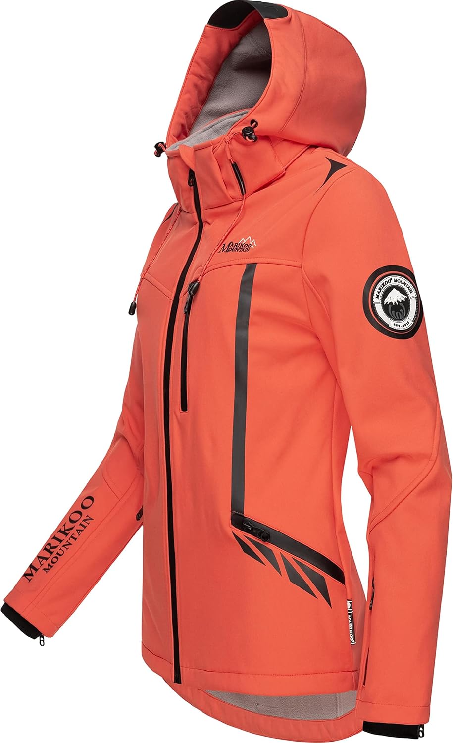 MARIKOO Damen Softshelljacke wasserdichte Funktionsjacke mit Abnehmbarer Kapuze Mount-Cho-Oyu, Coral