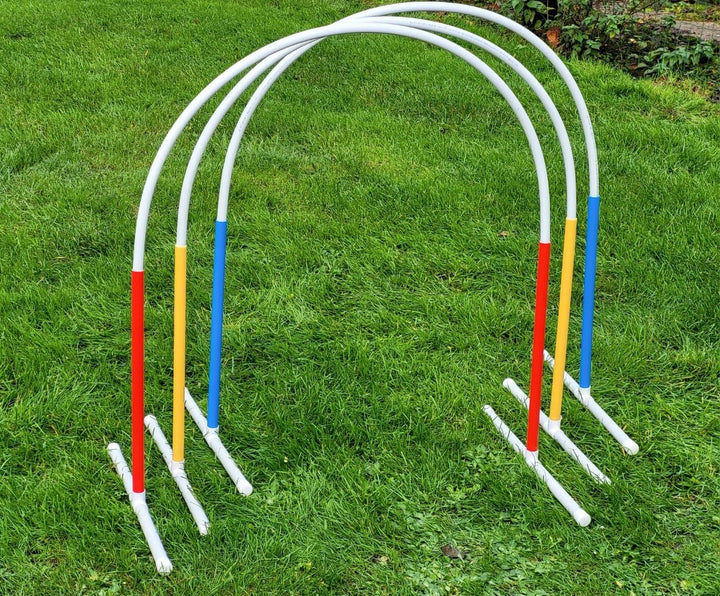 Generisch HOOPERS Agility Combi-Set, 1 Gate/Zaun blau, 3 Bögen rot-blau-gelb | NADAC Hoopers Gate, F