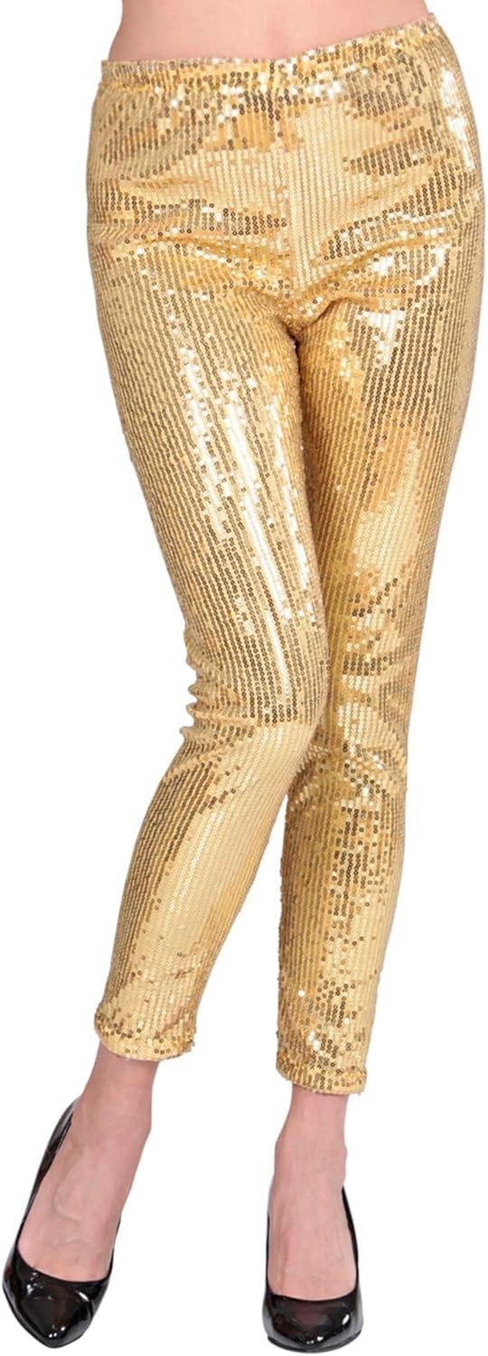 W WIDMANN MILANO Party Fashion - Paillettenleggings für Damen, glänzende Disco Leggings im 70er Jahr