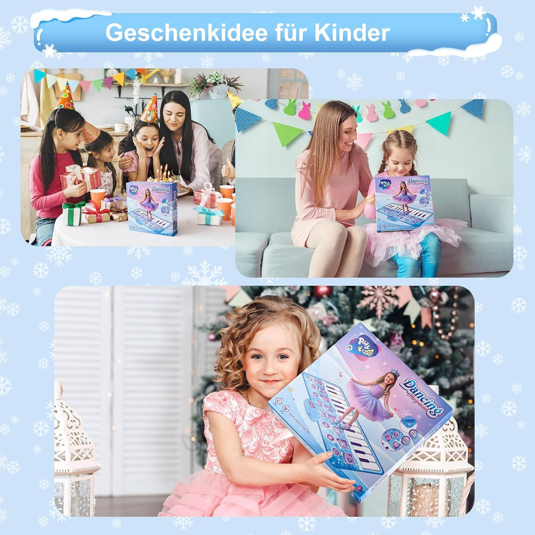 GuKKK Klaviermatte,1.6M Lange Tanzmatte 24 Tasten, Musikmatte Kinder Spielzeug Mädchen 5 Spielmodi,