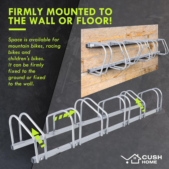 CCLIFE Fahrradständer Boden für 6 Fahrräder mit Reifenbreiten bis 55 mm Eisen Fahrradhalter 160 x 32