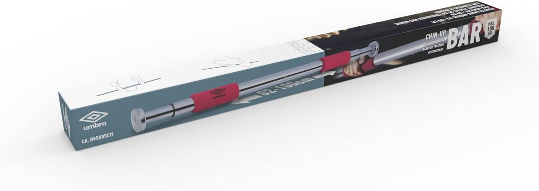 Umbro Klimmzugstange - Max.100 KG - Verstellbar 62 bis 100 CM - Wand- und Türrahmen Montage 62-85 CM