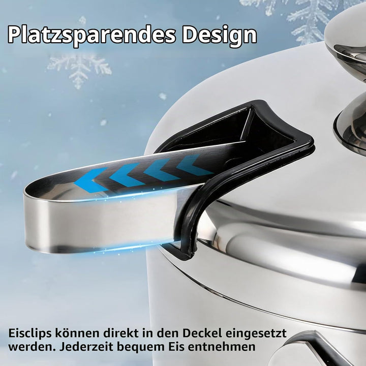 1.3L Eiswürfelbehälter mit Deckel, Eiskübel Edelstahl, Eisbehälter für Eiswürfel, Eiswürfelbox, Isol