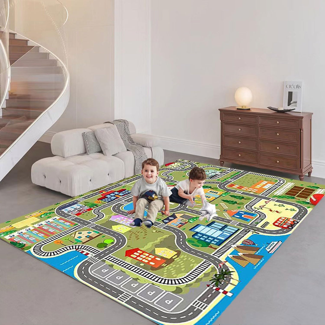 Kinder spielteppich Auto Jungen & Mädchen Teppich Strassenteppich Bauteppich Stadtstadt Lernbereich