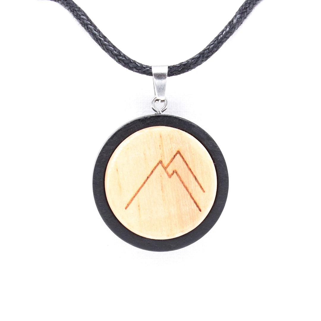 Berg Anhänger, Alpen Amulett, Zirbenholz Naturschmuck UNQE (Berg)