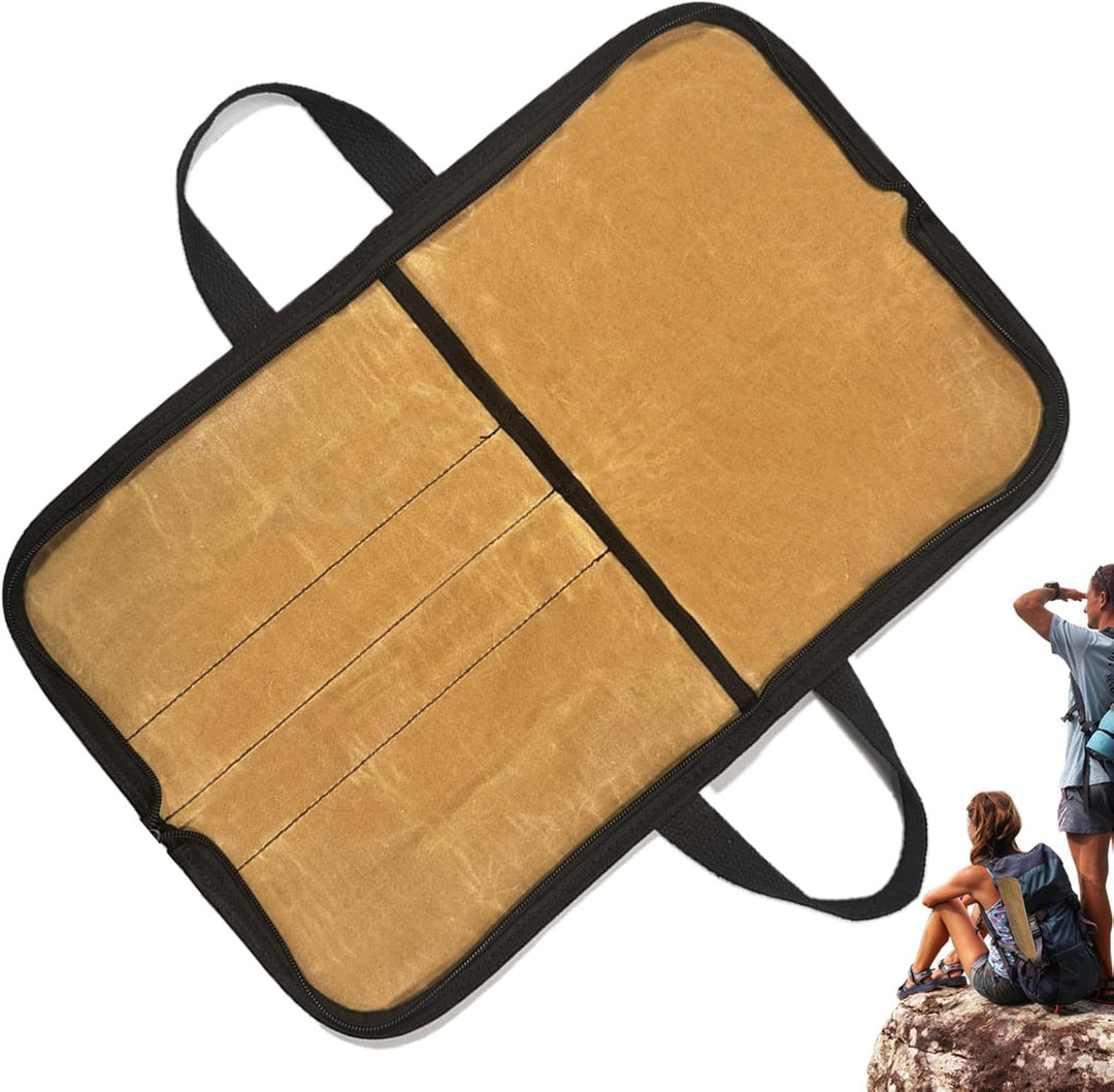Tasche für Kochmesser – Outdoor-Besteck-Aufbewahrungstasche, tragbare gewachste Canvas-Messertasche,