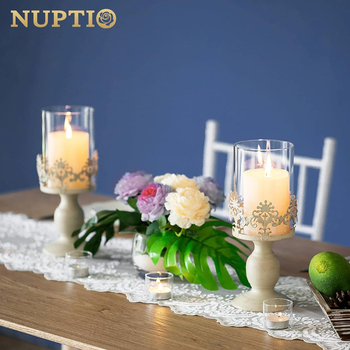 NUPTIO 2 Stücke Vintag Design Geschnitzter Kerzenständer, Paket Aktualisiert Hochzeit Party Weihnach