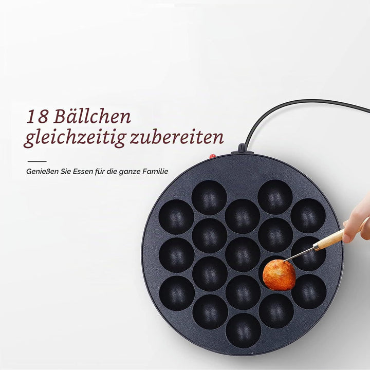 Takoyaki Maker,750 W Non-Stick Octopus Grill Tray 18 Löcher zweiseitige Heizung Küchen Elektrische M