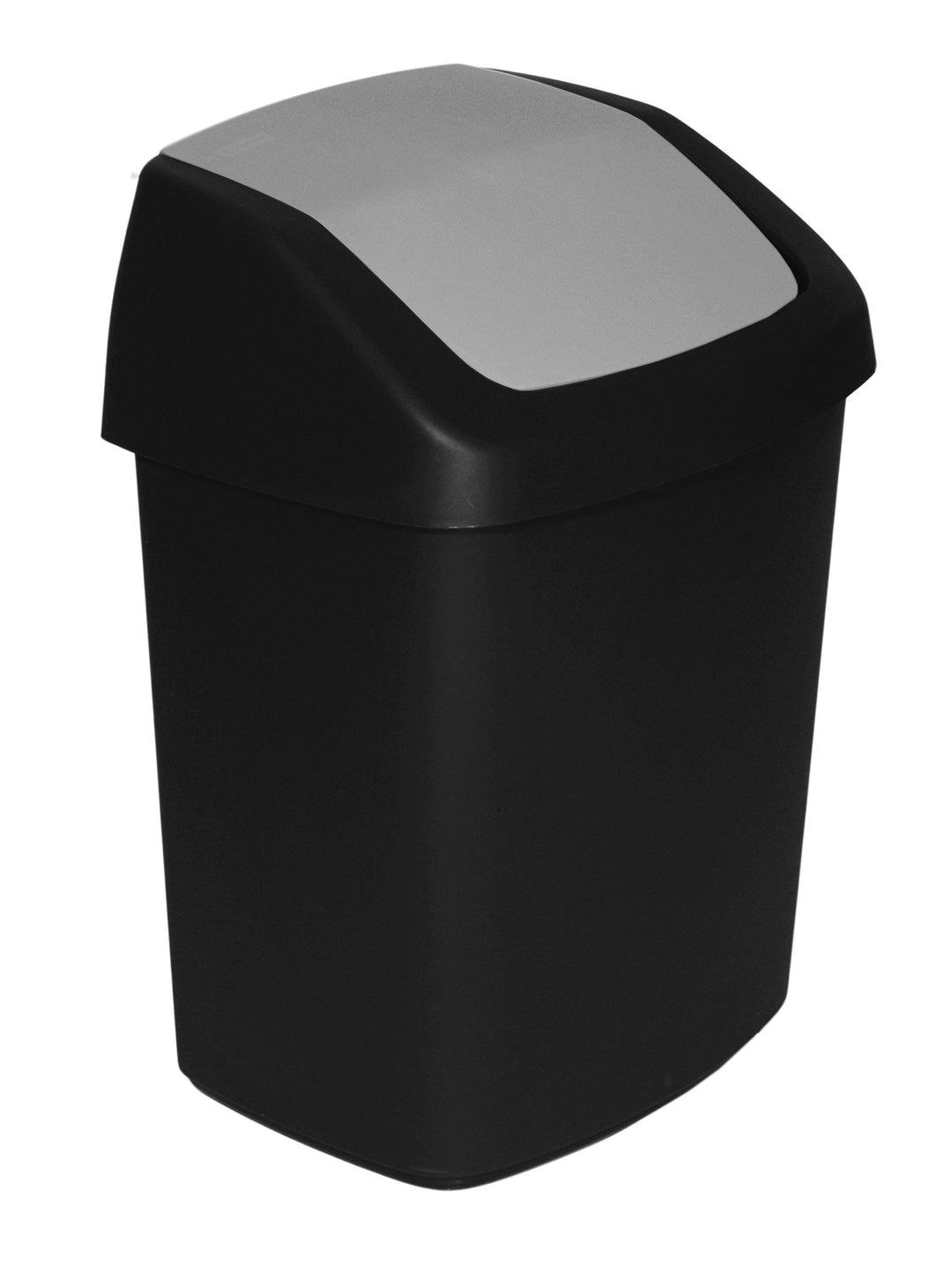 Curver 229420 Abfalleimer mit Schwingdeckel, aus Kunststoff, Schwarz/Grau, 30,6 x 24,8 x 41,8 cm, 15