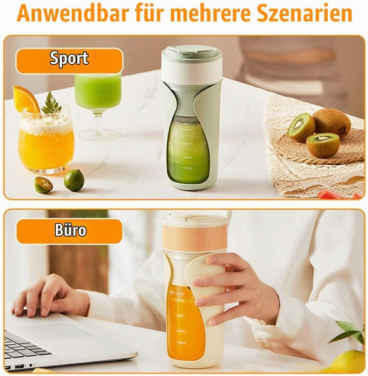 Tragbarer Mixer Becher, Mini Mixer, Saftmixer für Shakes und Smoothies, Auslaufsicherer Persönlicher