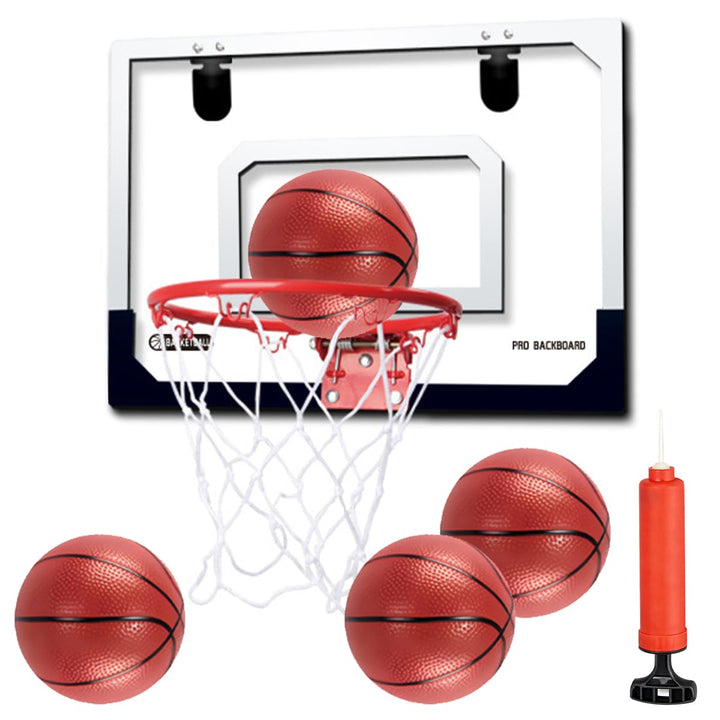 Mini Basketballkorb Indoor Kinder, 40x30cm Basketballkorb Zimmer mit 4 Ball Pumpe, Basketballkorbs t