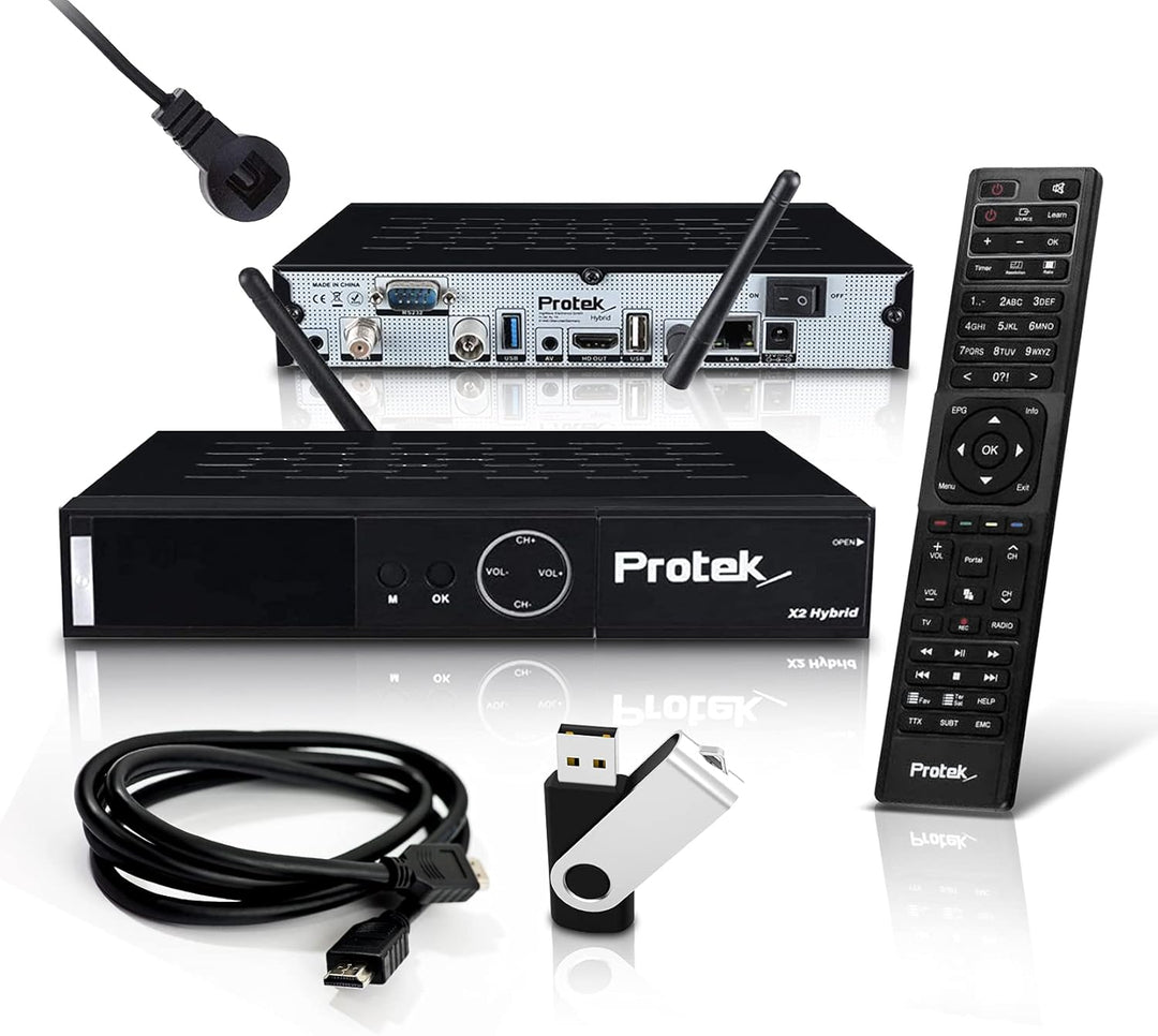 HMP Protek X2 4K UHD Combo Receiver - E2 Linux - 1x DVB-S2 + 1x DVB-C/T2 Tuner - WiFi, Infrarot Empf
