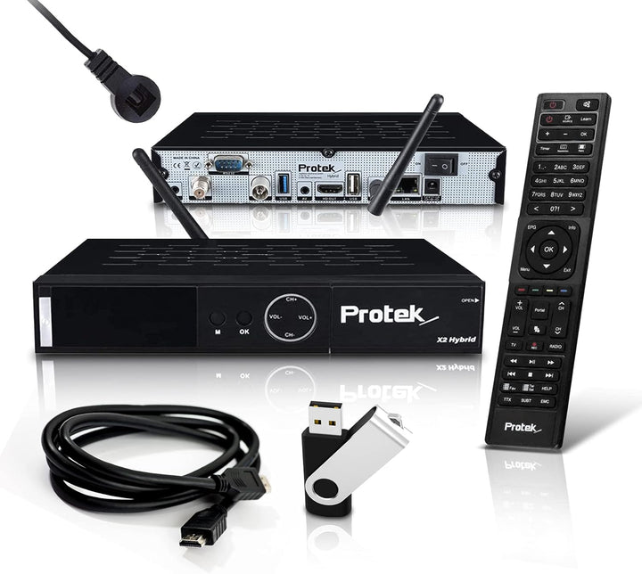 HMP Protek X2 4K UHD Combo Receiver - E2 Linux - 1x DVB-S2 + 1x DVB-C/T2 Tuner - WiFi, Infrarot Empf