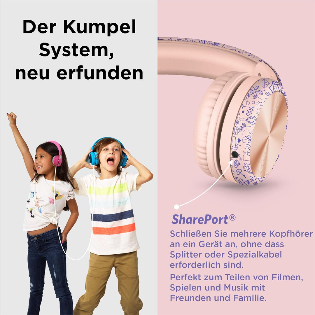LilGadgets Connect+ Pro-Kopfhörer für Mädchen – für den Komfort von Kindern entwickelt, faltbares Ov