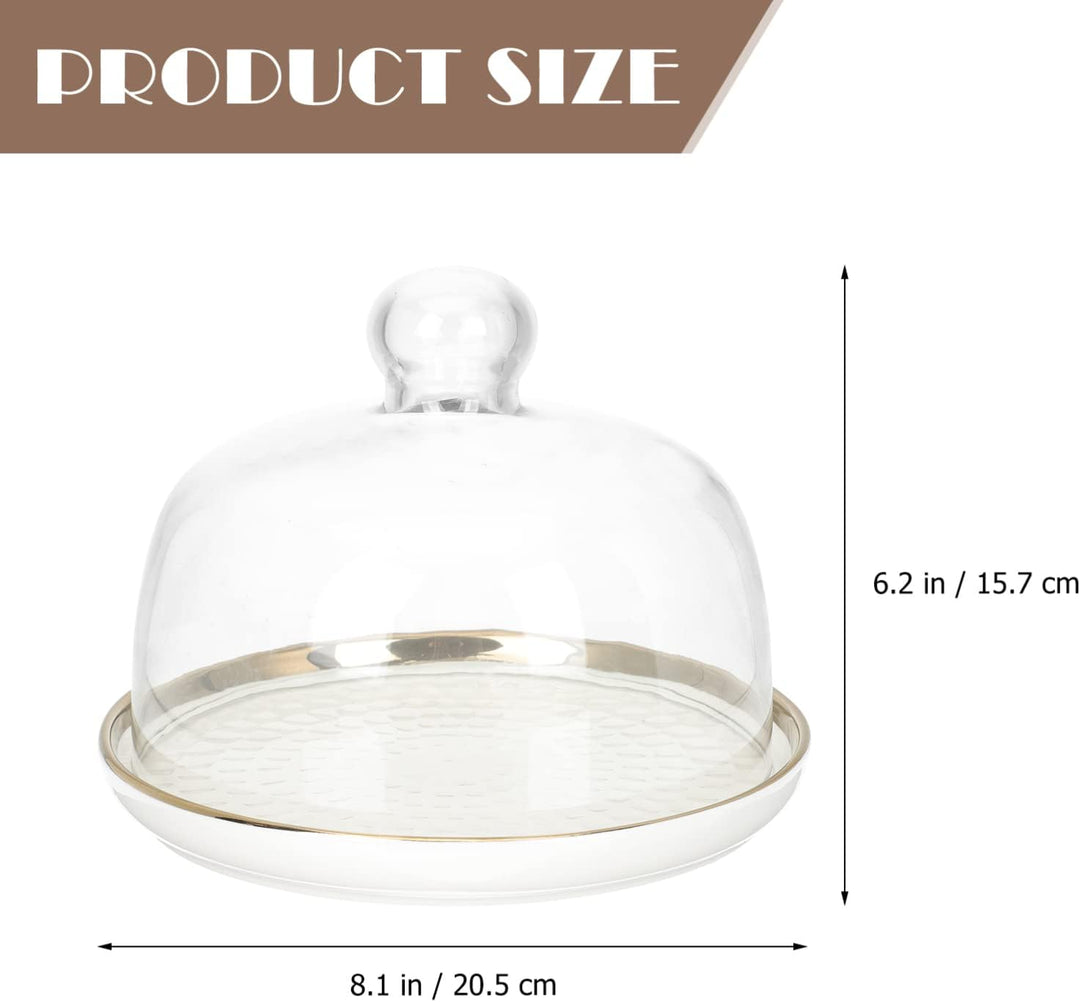 Cabilock Keramik Tortenplatte mit Tortenhaube Glas Snackteller Serviertablett Desserttablett Kuchenh