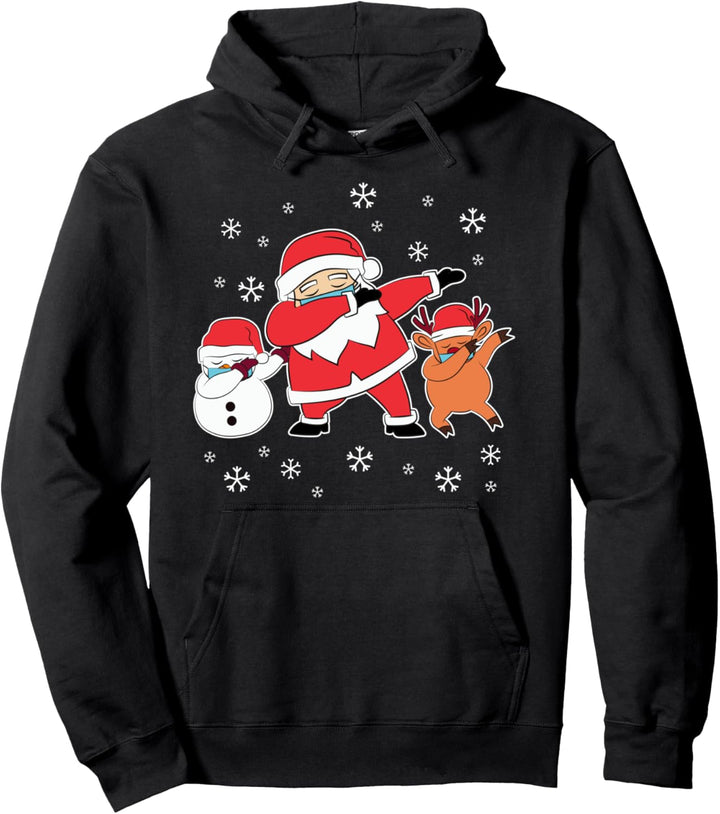 Weihnachtsmann Dabbing Rentier Maske Pullover Hoodie