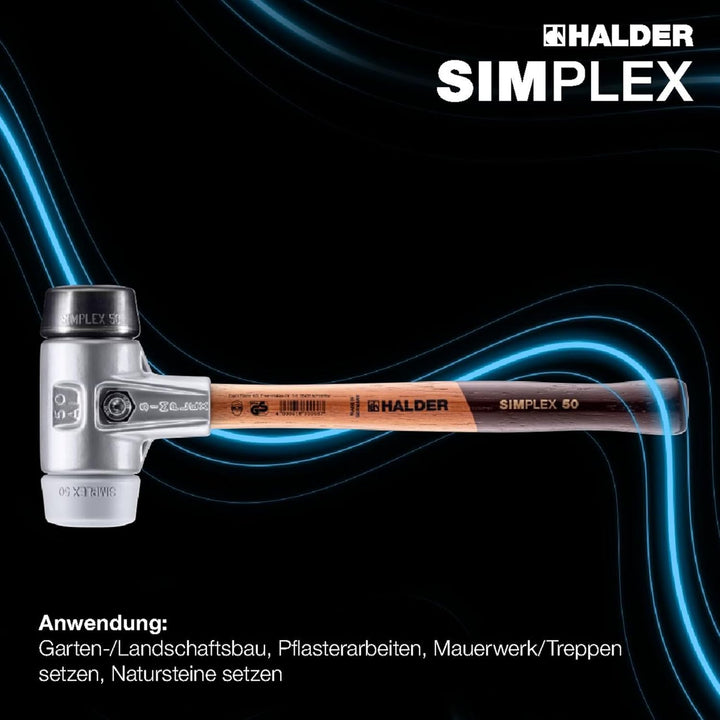 SIMPLEX-Schonhammer, Gummikomposition/TPE-mid; mit Aluminiumgehäuse und hochwertigem Holzstiel | D=5