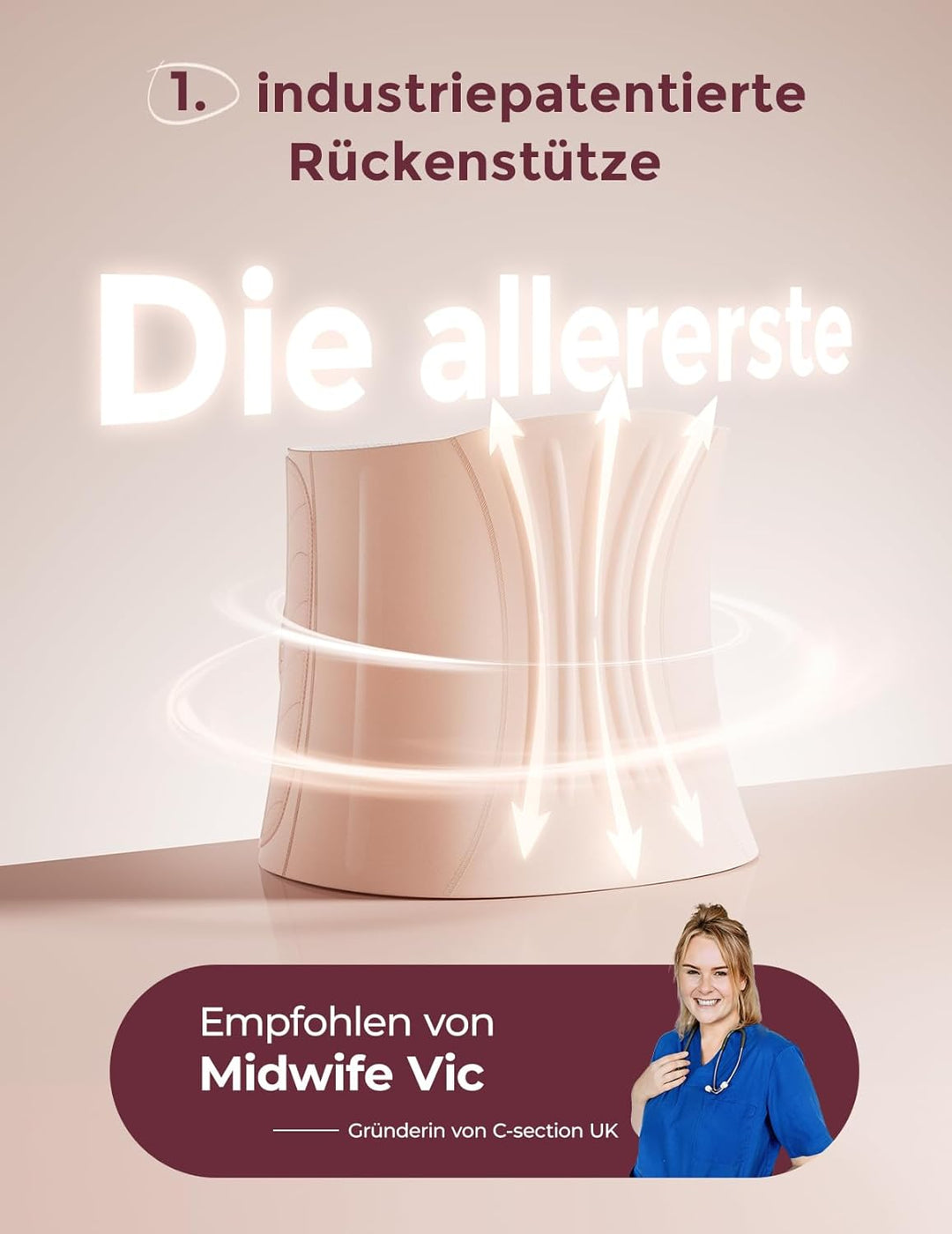 momcozy Ergowrap Bauchgurt nach Geburt, 3D-Kompression & Rückenstütze für Kaiserschnitt-Rückbildung,