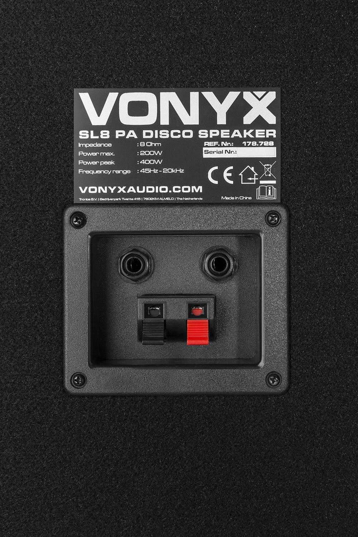 Vonyx SL8 PA Lautsprecher Passiv Set, 2X 400 Watt Partyboxen Set, 8 Zoll Passiv, Disco, DJ Party Lau