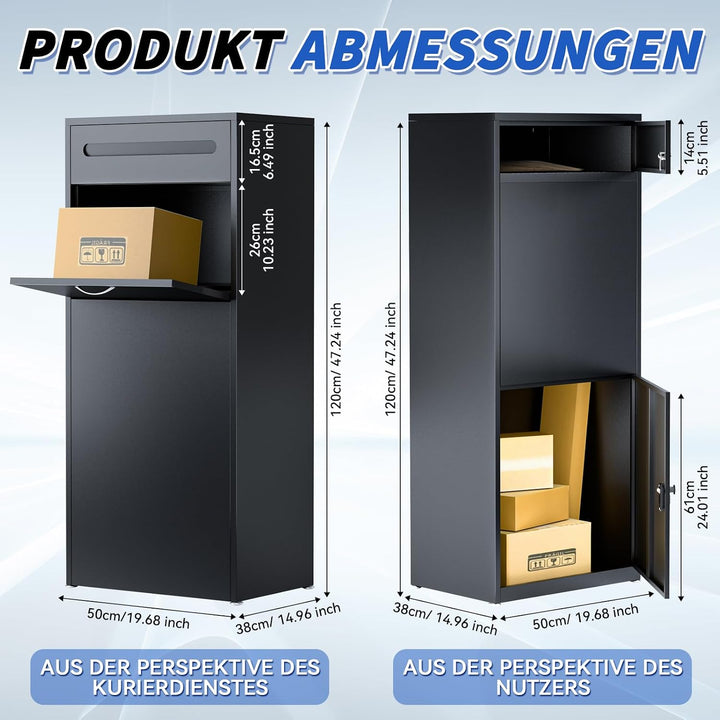 Briefkasten Paketbox für den Aussenbereich, extra grosse Paketboxen mit sicherer Lagerung, wasserdic