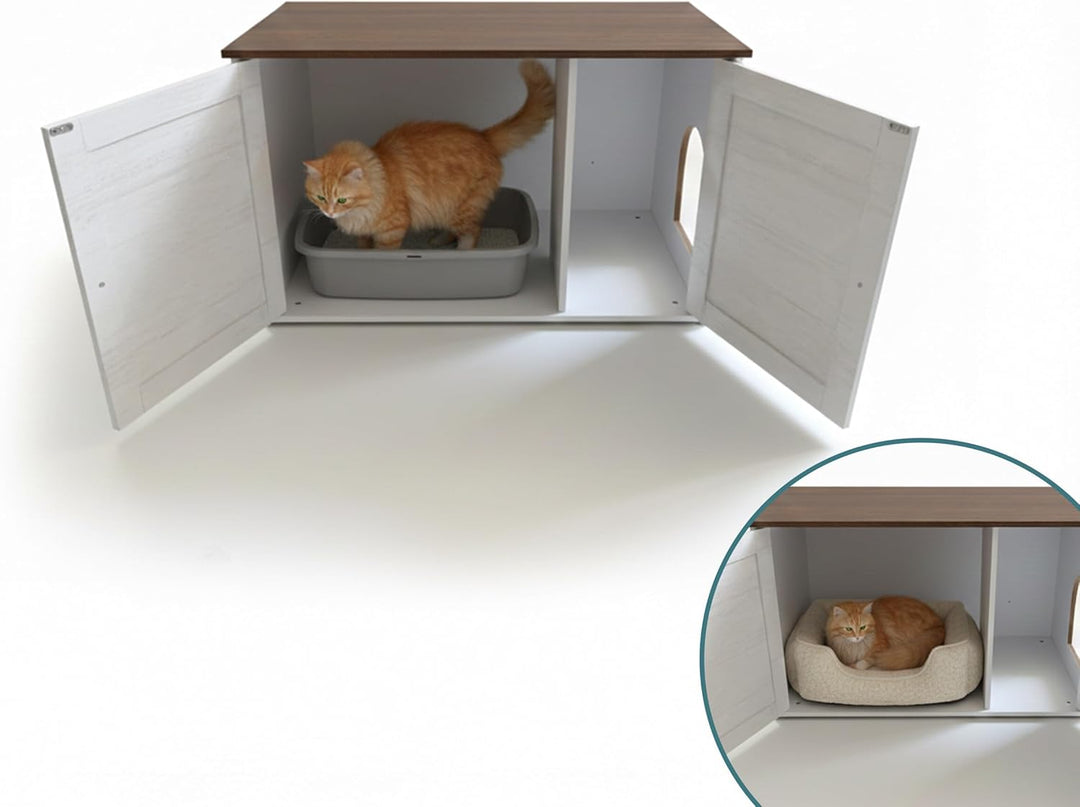 Relaxdays Katzenschrank für Katzentoilette, Separate Trennwand, Eingang, Katzenklo verstecken, HBT: