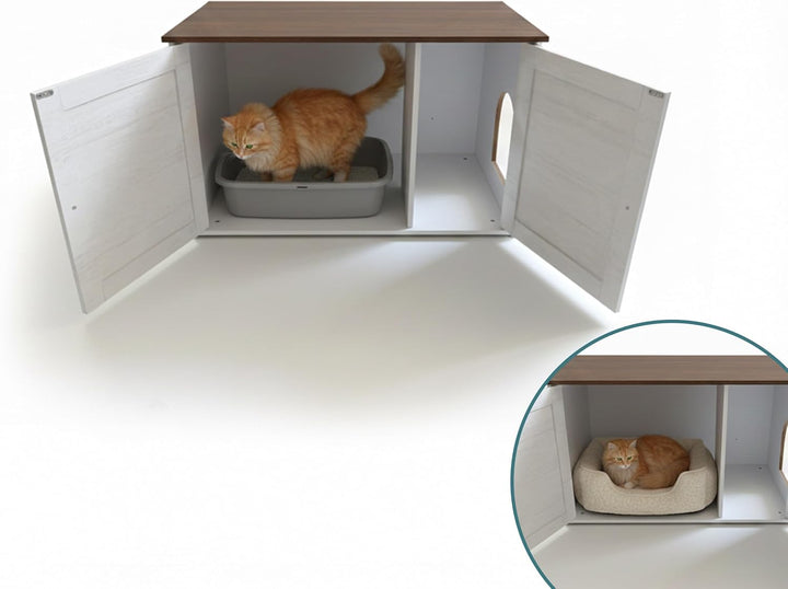 Relaxdays Katzenschrank für Katzentoilette, Separate Trennwand, Eingang, Katzenklo verstecken, HBT: