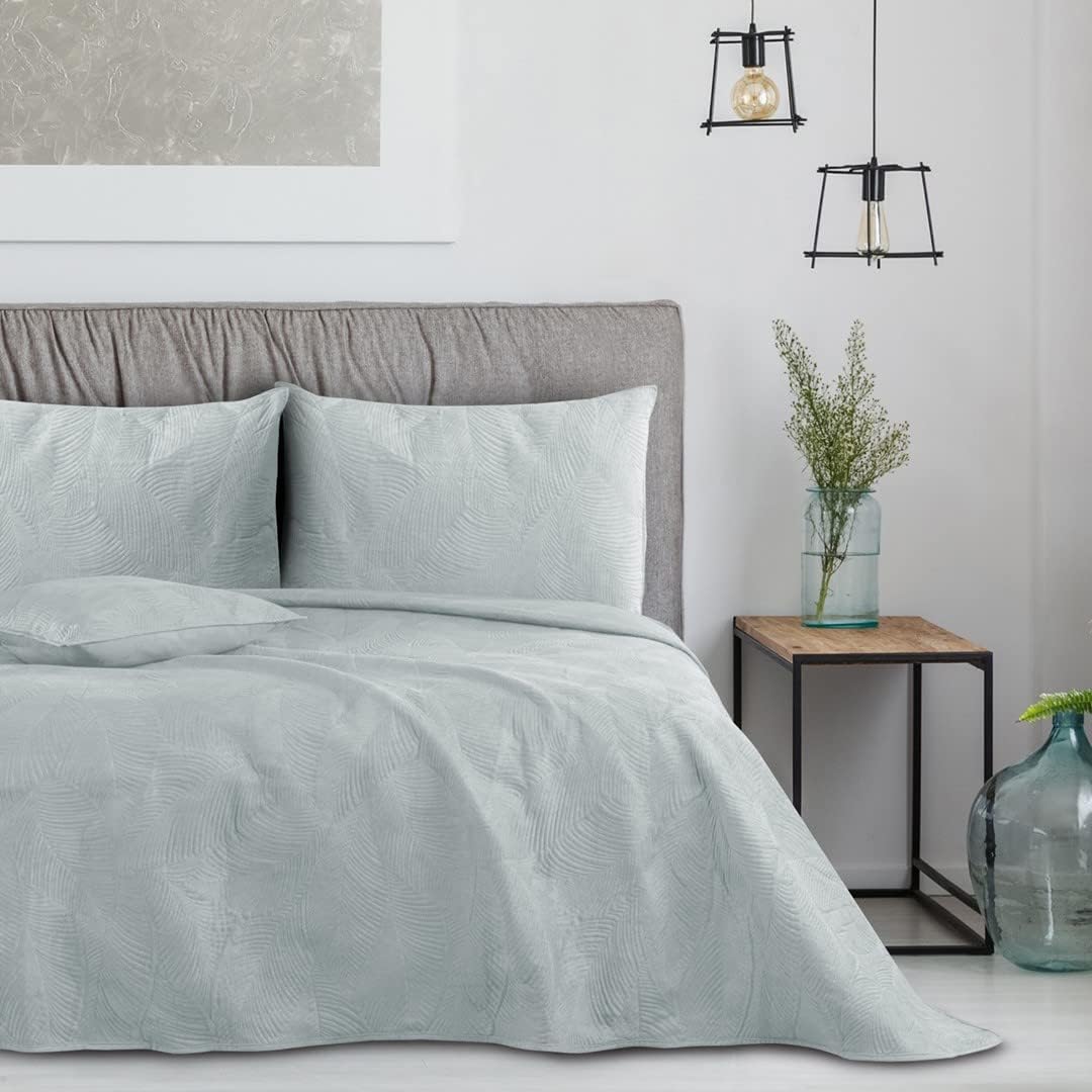 AmeliaHome Tagesdecke 260x280 cm gestrickt Velvet Samt Palsha Silber Palsha Silber 260x280 cm, Palsh