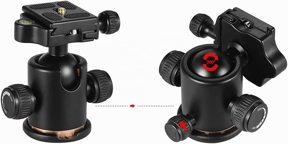 Andoer Mini Stativkopf Kugelkopf, Kamera Stativ Stativköpfe mit Schnellwechselplatte 1/4 zoll Schrau