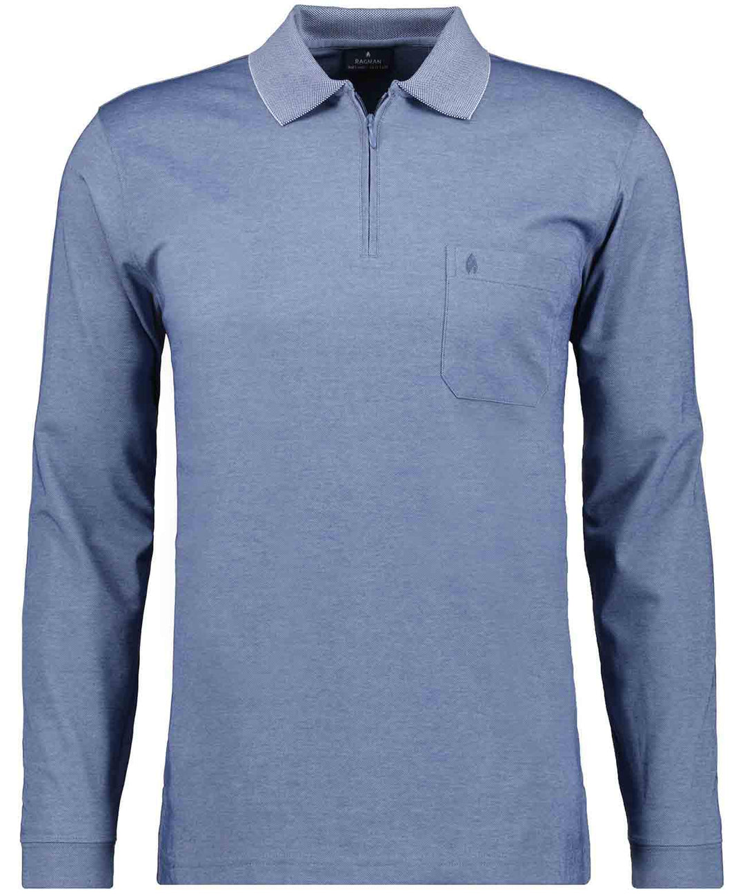 RAGMAN Herren Softknit-Poloshirt Langarm mit Zip S Taube-073, S Taube-073