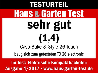 CASO Bake & Style 26 Touch - Design Backofen, ideal zum Backen, Braten, Aufbacken und Grillen, 9 Aut