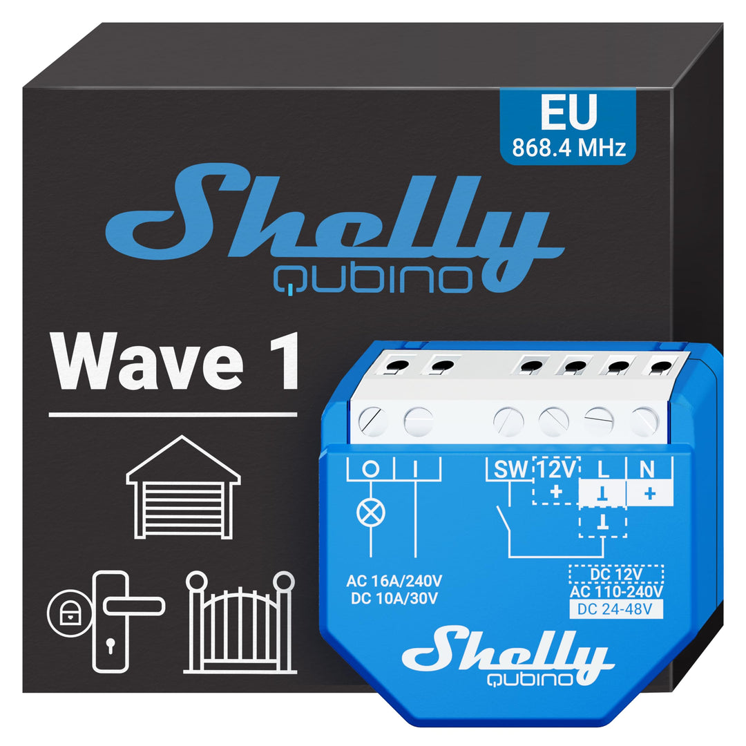 Shelly Qubino Wave 1 | Z-wave Smart-Schalter-Relais, 1 Kanal 16 A mit Trockenkontakt | Hausautomatio