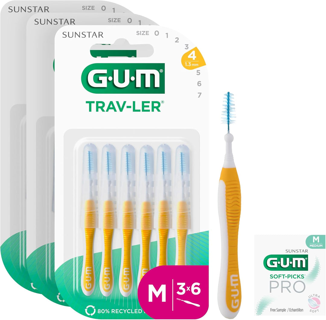 GUM TRAV-LER Professionelle Interdentalbürsten | Borsten mit antibakteriellem Schutz | Beschichteter