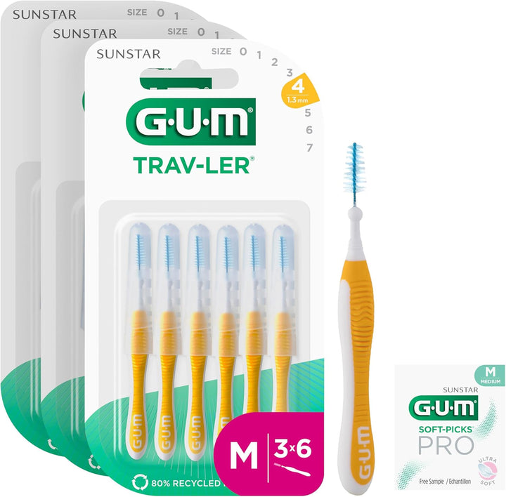 GUM TRAV-LER Professionelle Interdentalbürsten | Borsten mit antibakteriellem Schutz | Beschichteter