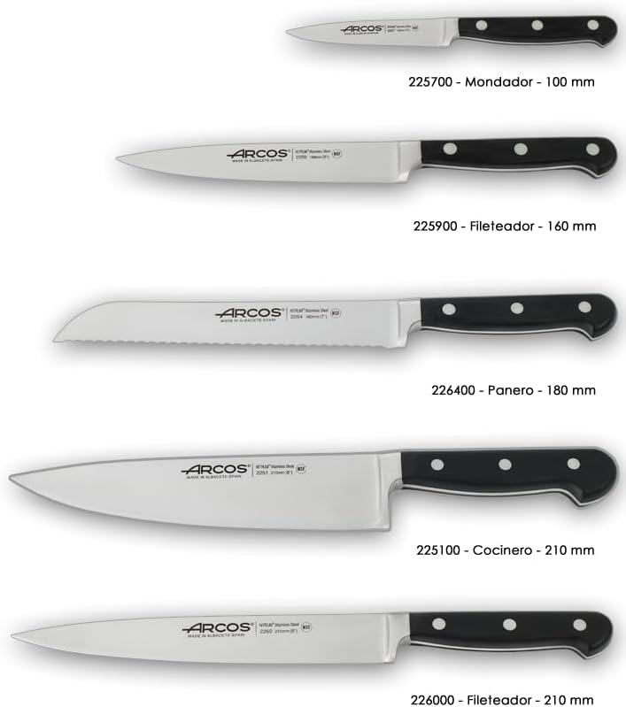 Arcos 227000 Opera - Küchenmesser-Set 5 Stück (5 Messer) - NITRUM geschmiedetem Edelstahl - HandGrif