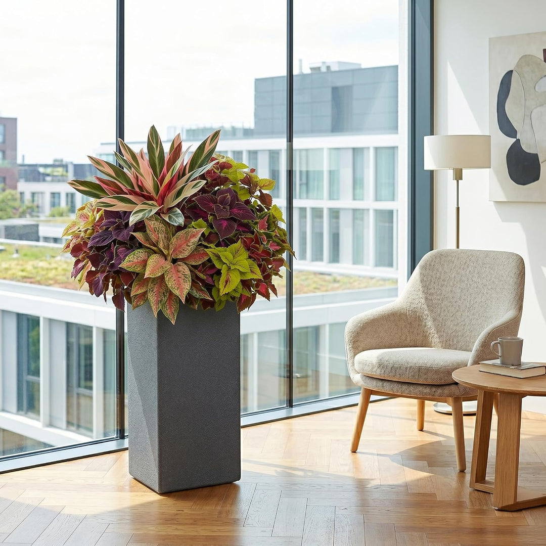 Spetebo XXL Kunststoff Pflanzkübel anthrazit 80 cm - Übertopf eckig - Blumenkübel Pflanzkasten Pflan