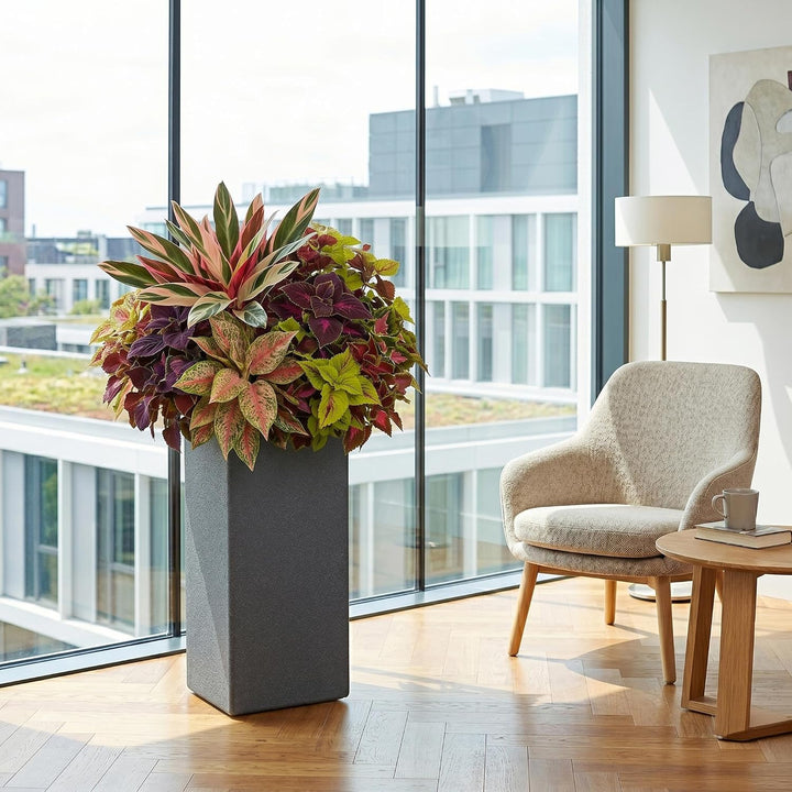 Spetebo XXL Kunststoff Pflanzkübel anthrazit 80 cm - Übertopf eckig - Blumenkübel Pflanzkasten Pflan