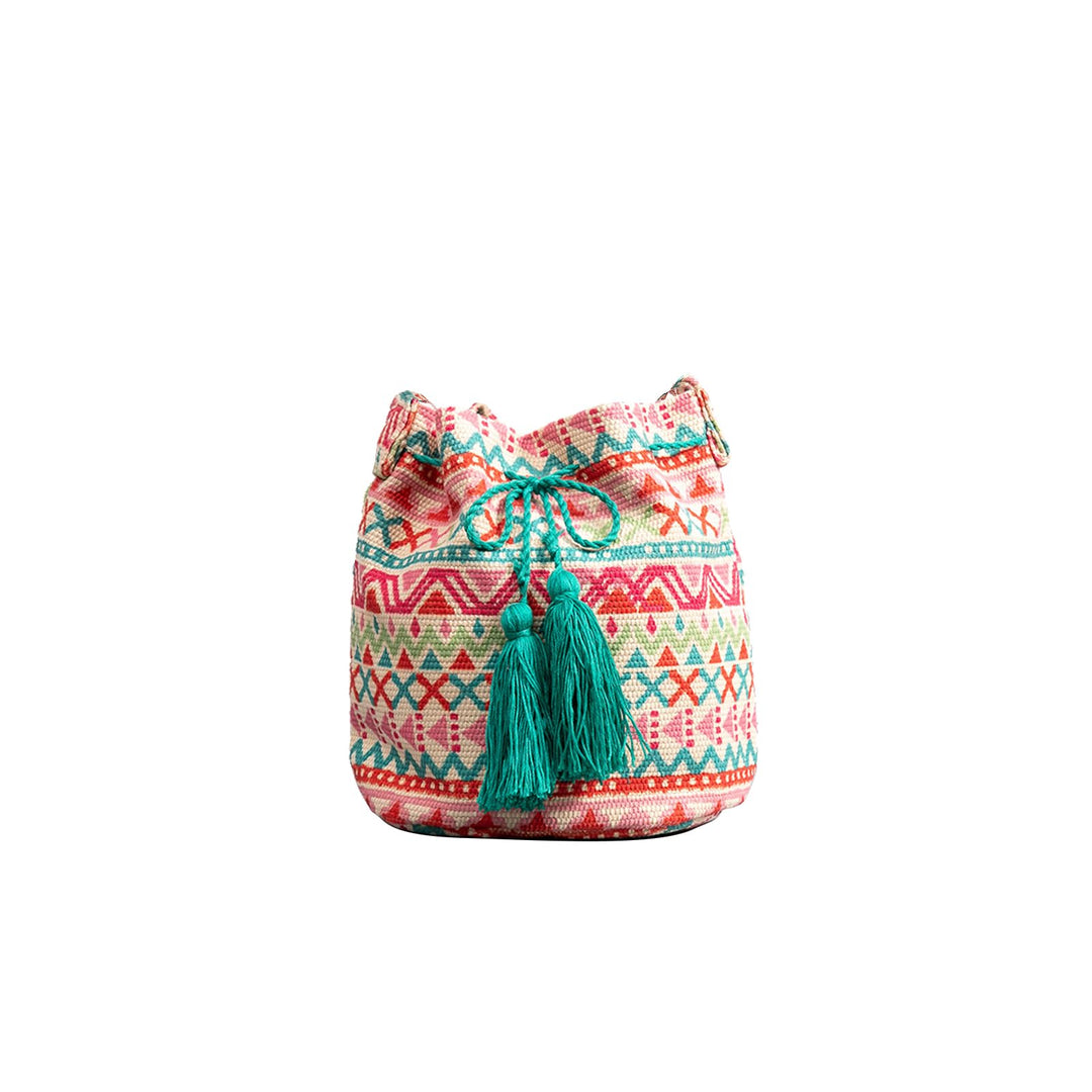 CORIOS Ethnischer Stil Handtasche Damen Canvas Schultertasche Böhmische Tote Beutel Quasten Henkelta