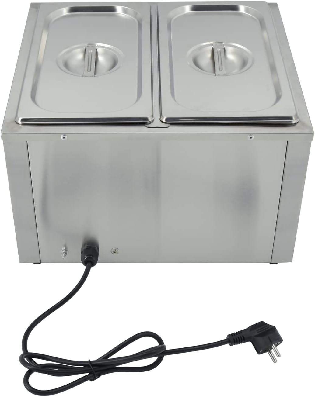 Elektrische Speisenwärmer Bain Marie Gastro GN-Behältern 1/3 * 2 Warmhalter Edelstahl mit Ablaufhahn