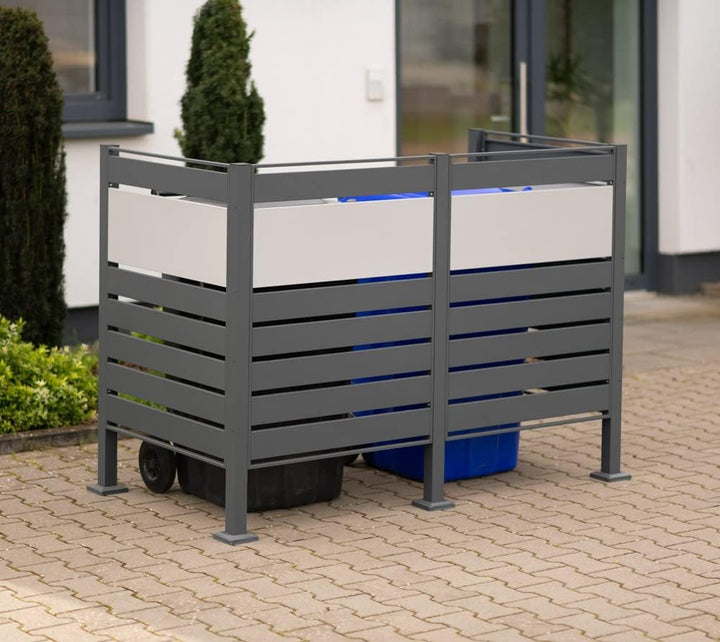 WESTMANN 2er Mülltonnenverkleidung Planum | Metall 160x80x120 cm Grau/Hellgrau | Mülltonnen Sichtsch