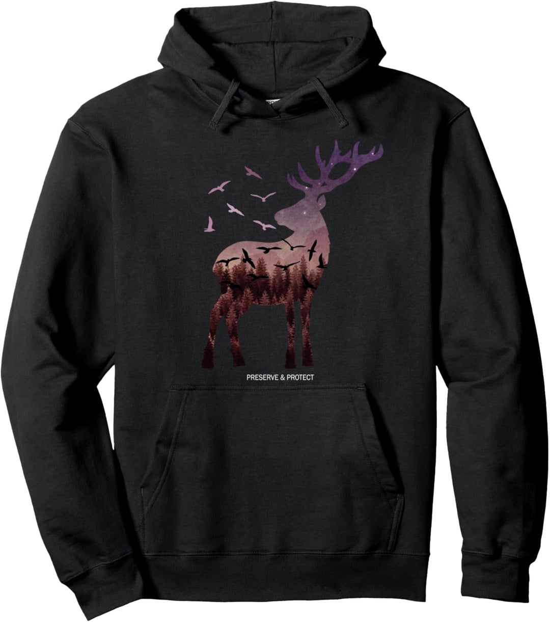 Preserve & Protect Umweltschutz Klimaschutz Rotwild Hirsch Pullover Hoodie