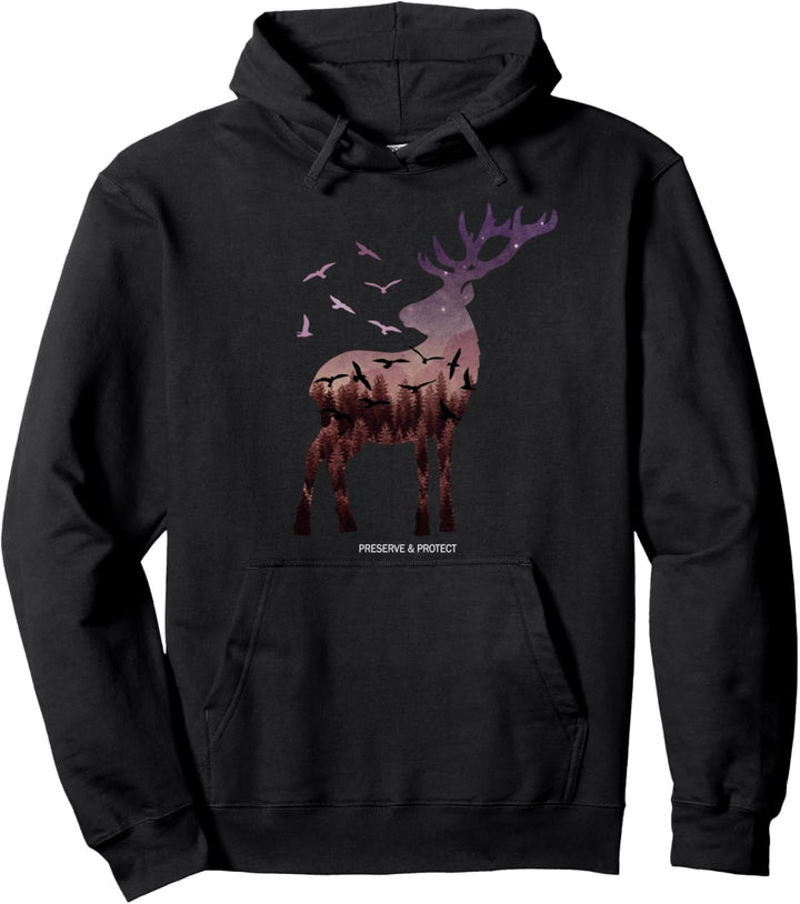 Preserve & Protect Umweltschutz Klimaschutz Rotwild Hirsch Pullover Hoodie