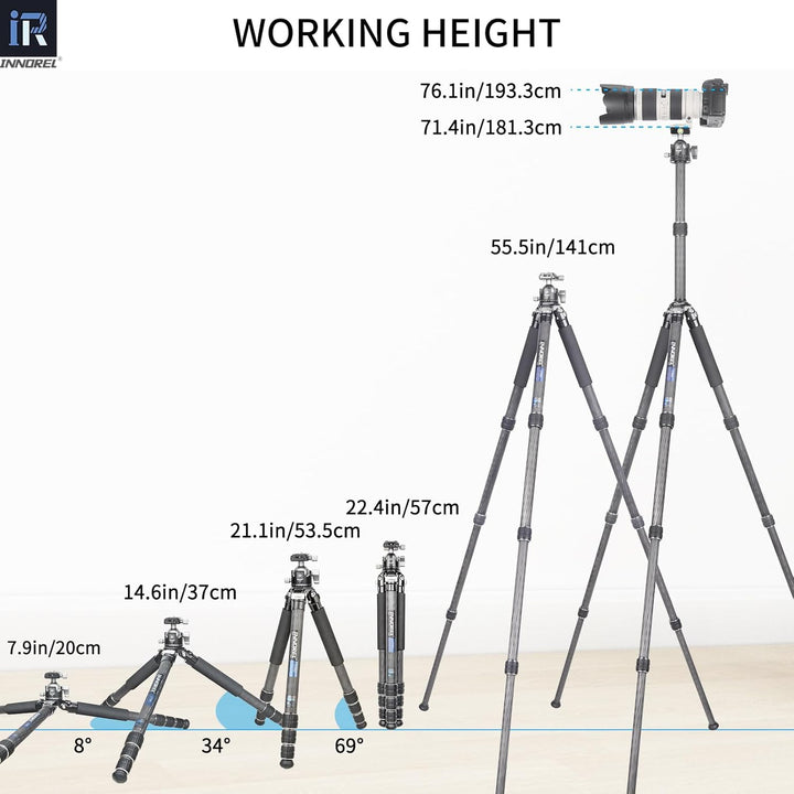 Kohlefaser-Stativ-INNOREL CT85C Professionelles tragbares Stativ für DSLR-Kamera Schwerlastständer 3