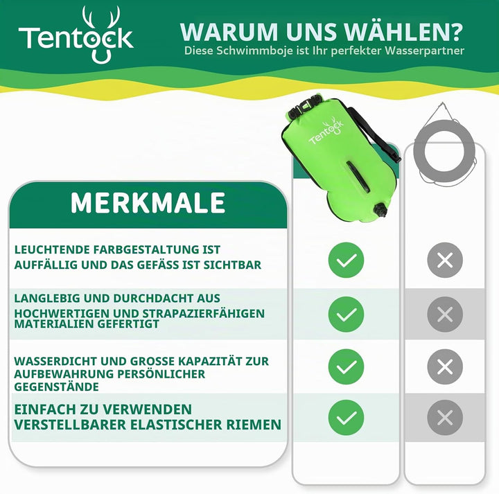 Tentock Schwimmboje 28L Wasserdicht Aufblasbare Trockentasche Schwimmen Sicherheitsschwimmer für Was