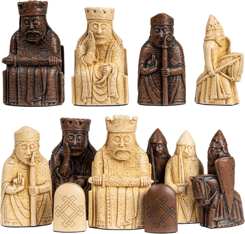 Isle of Lewis Schach-Set – Steinharz – 7,5 cm King – 4 Queen Edition