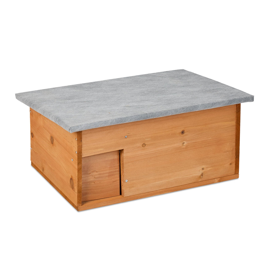 Relaxdays Igelhaus, Bausatz, Igelbau mit Boden, Rattenklappe &amp; Labyrintheingang, Holz, HxBxT: 21 x 4