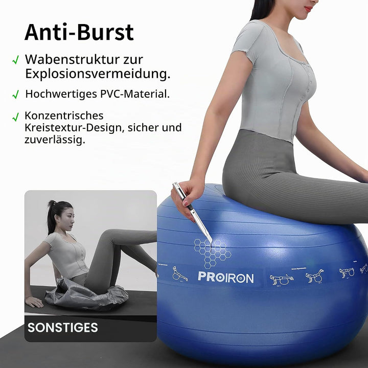 PROIRON Gymnastikball Pezziball Sitzball Trainingsball Fitnessball &amp; Balance für Core-Training mit P